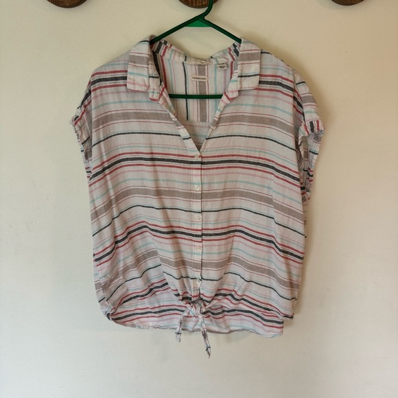 Weatherproof vintage linen blend striped short sleeve button up shirt size XL - Picture 2 of 8